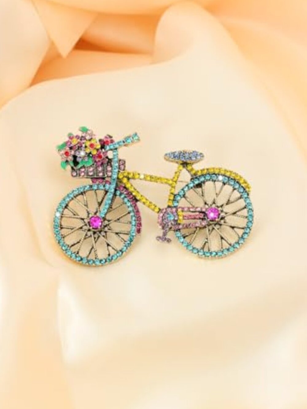New -  Crystal Rhinestone Creative Bicycles Brooch Pin for Women Retro Elegant